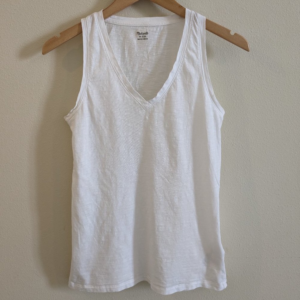 Madewell White V-Neck Tank